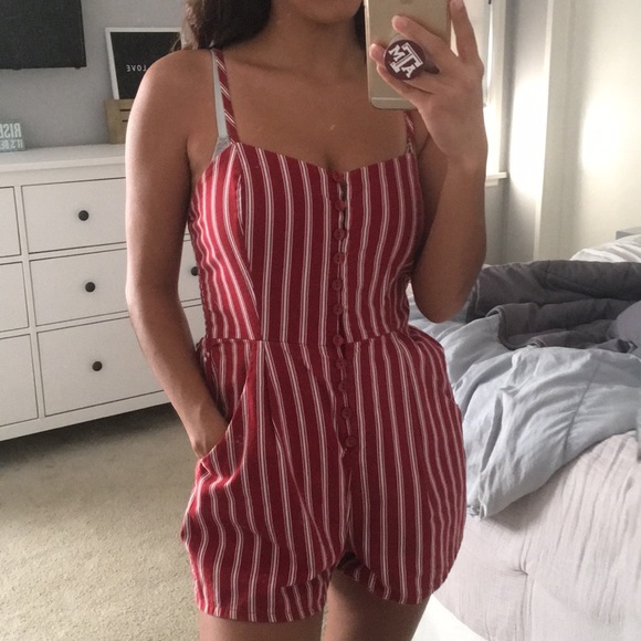 Tilly's Pants - Red striped romper